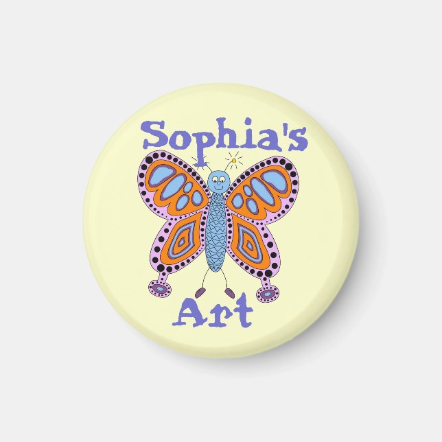 Personalized Butterfly Child's Artwork Magnet (Front)