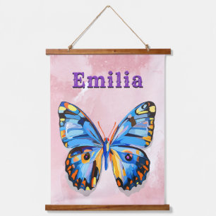 Personalized Butterfly Custom Name Preppy Hanging Tapestry