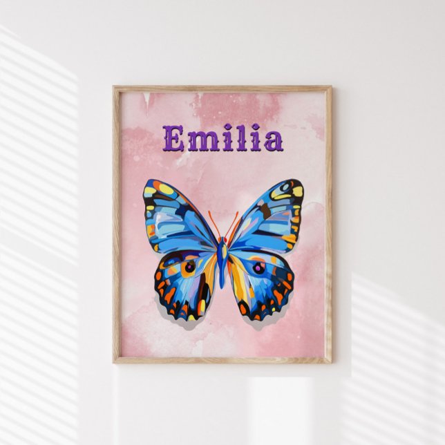 Personalized Butterfly Custom Name Preppy Poster (Creator Uploaded)