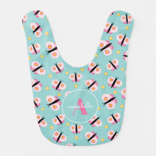 Personalized Butterfly Daisy Named Baby Bib