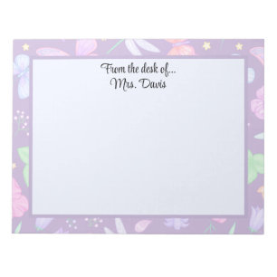 Personalized butterfly dragonfly flower elegant notepad