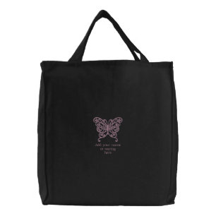 Personalized butterfly embroidered canvas tote bag