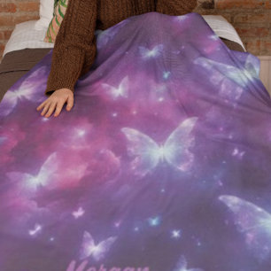 Personalized Butterfly Fantasy Art Fleece Blanket