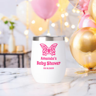 Personalized Butterfly Girl Baby Shower Favors Thermal Wine Tumbler