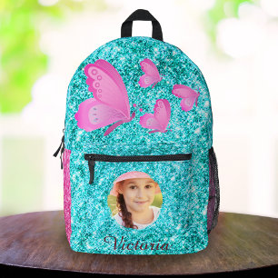 Personalized Butterfly Girls Back-to-School Blue Printed Backpack