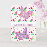 Personalized Butterfly Girl's Happy Birthday   Card<br><div class="desc">Personalized pretty purple and pink butterfly girl's Happy Birthday card.</div>