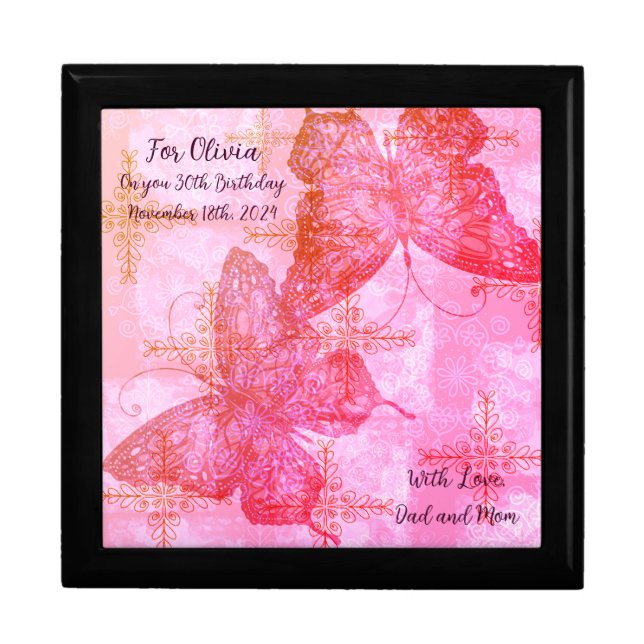 Personalized Butterfly Jewelry Keepsake Box (Front)