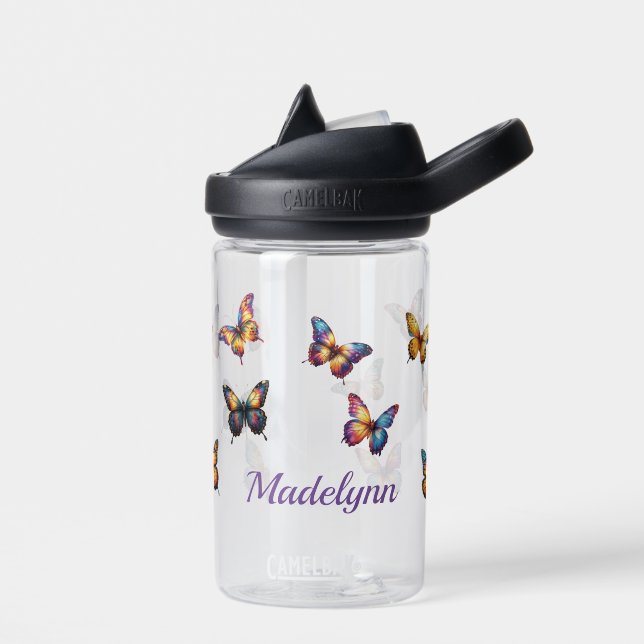 Personalized Butterfly Kids Water Bottle (Left)