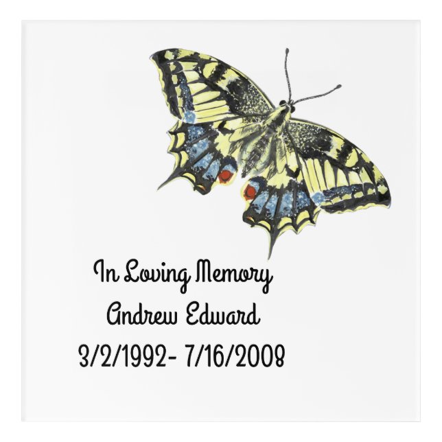 Personalized Butterfly Memorial Acrylic Print (Front)
