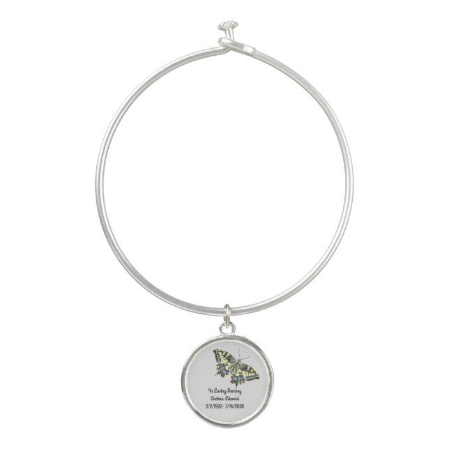 Personalized Butterfly Memorial Bangle Bracelet (Front)