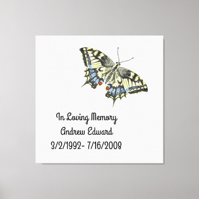Personalized Butterfly Memorial Canvas Print (Front)