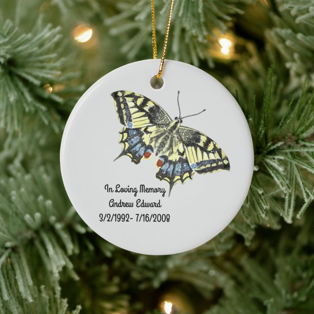 Personalized Butterfly Memorial Ceramic Ornament (Tree)