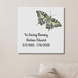 Personalized Butterfly Memorial Faux Canvas Print