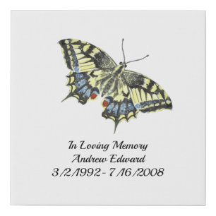 Personalized Butterfly Memorial Keepsake Faux Canvas Print