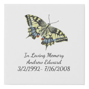 Personalized Butterfly Memorial Keepsake Faux Canvas Print