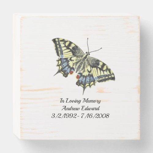 Personalized Butterfly Memorial Keepsake  Wooden Box Sign