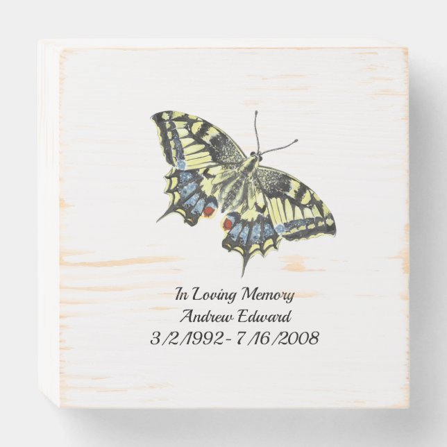 Personalized Butterfly Memorial Keepsake  Wooden Box Sign (Front Horizontal)