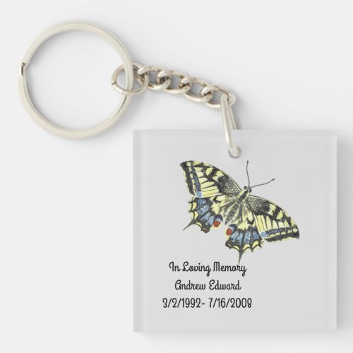 Personalized Butterfly Memorial Keychain