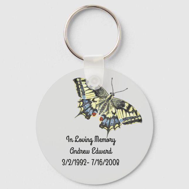 Personalized Butterfly Memorial Keychain (Front)