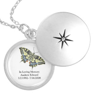 Personalized Butterfly Memorial Locket Necklace