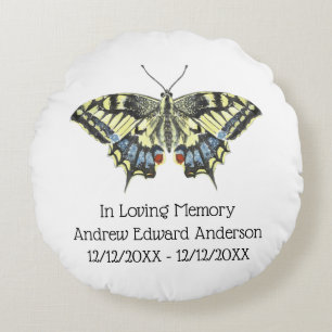 Personalized Butterfly Memorial Loss of Loved One Round Pillow