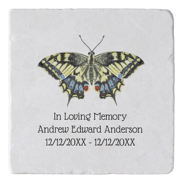 Personalized Butterfly Memorial Loss of Loved One  Trivet (Front)
