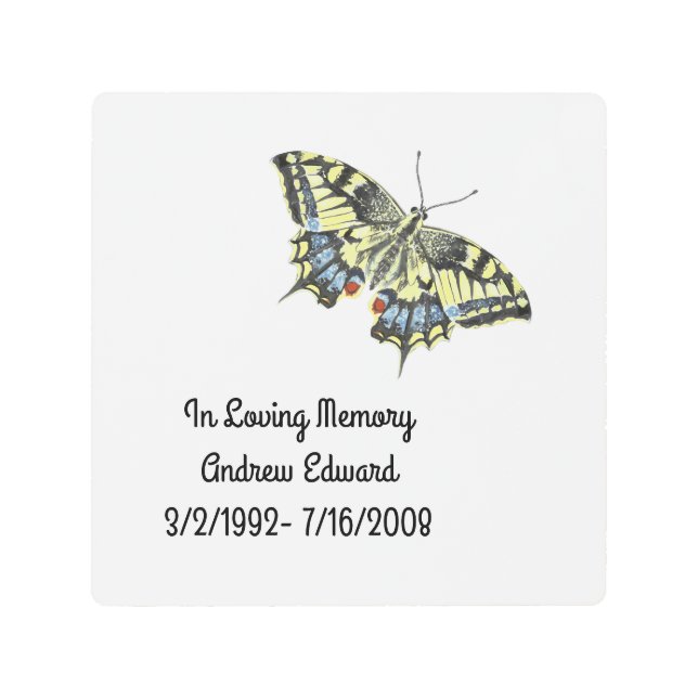 Personalized Butterfly Memorial Metal Print (Front)