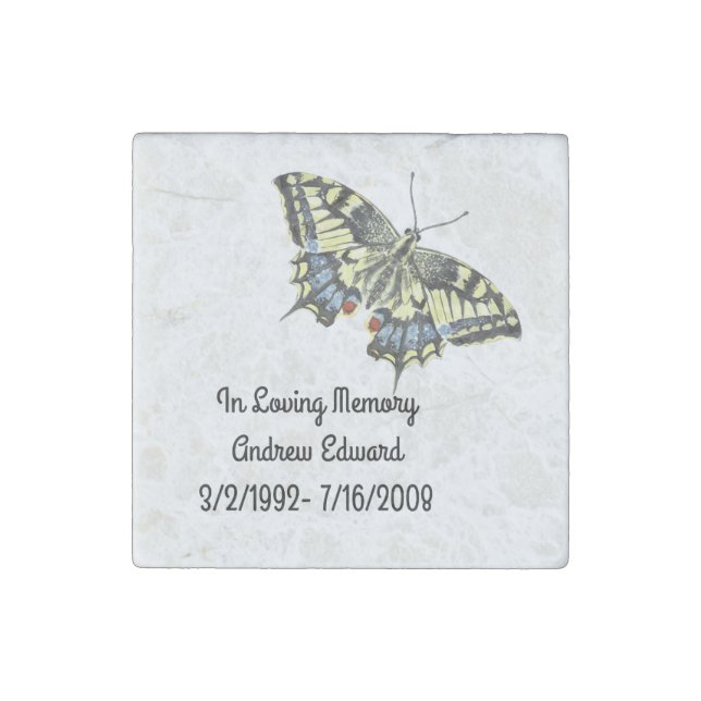 Personalized Butterfly Memorial Stone Magnet (Front)