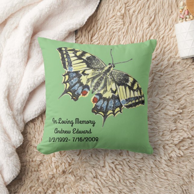 Personalized Butterfly Memorial Throw Pillow (Blanket)