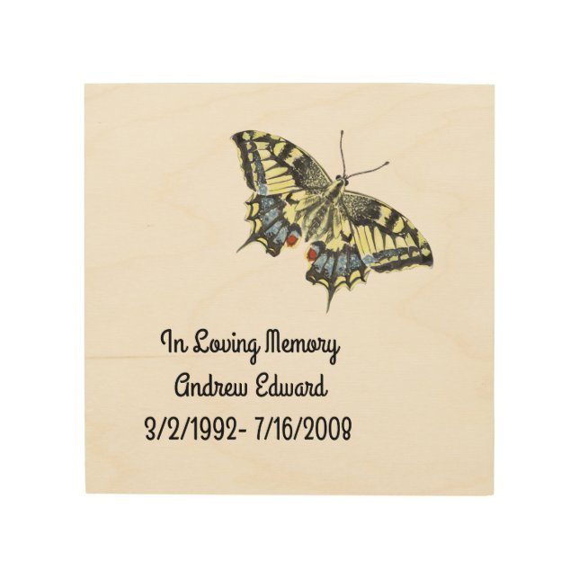 Personalized Butterfly Memorial Wood Wall Art (Front)