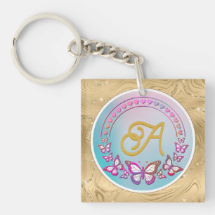 Personalized butterfly Monogram Keychain