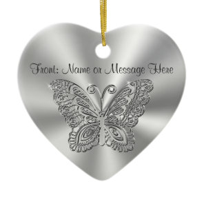 Personalized Butterfly Ornament, 2 Sided Your Text Ceramic Ornament