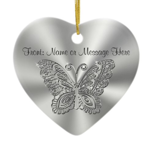 Personalized Butterfly Ornament, 2 Sided Your Text Ceramic Ornament