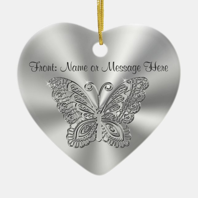 Personalized Butterfly Ornament, 2 Sided Your Text Ceramic Ornament (Front)