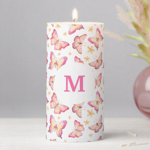 Personalized Butterfly Pillar Candle