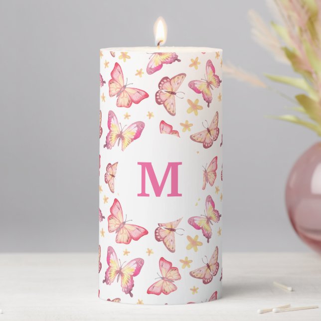 Personalized Butterfly  Pillar Candle (In Situ)