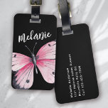 Personalized Butterfly Pink Black  Luggage Tag<br><div class="desc">Liven up your luggage with this personalized design that's perfect for travellers</div>