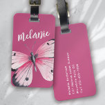 Personalized Butterfly Pink White  Luggage Tag<br><div class="desc">Liven up your luggage with this personalized design that's perfect for travellers</div>