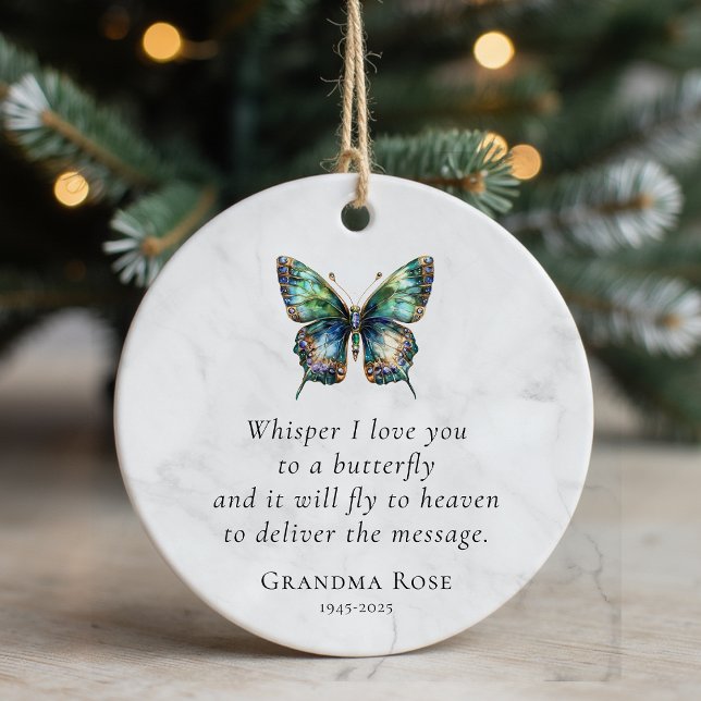 Personalized Butterfly Saying Memorial Ceramic Ornament (Creator Uploaded)