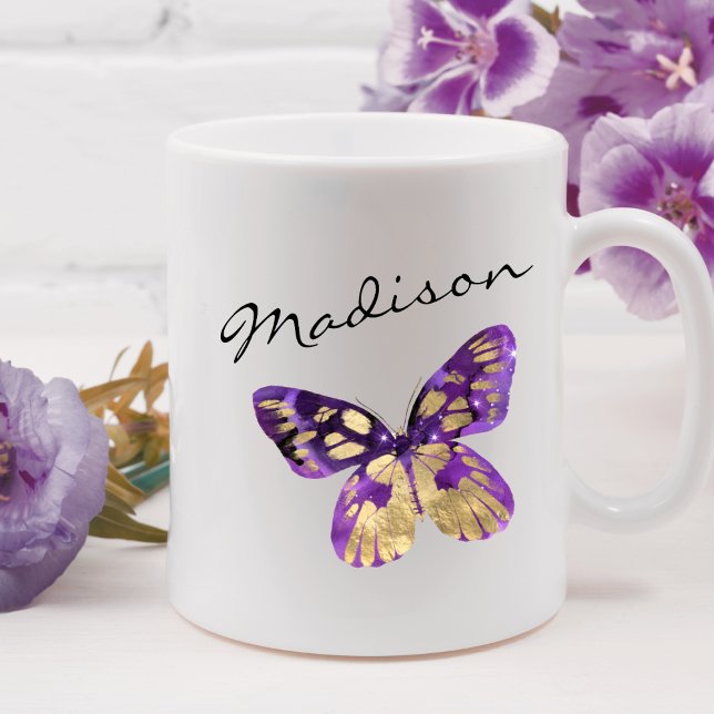 Personalized Butterfly Script Custom Name  Coffee Mug (Creator Uploaded)