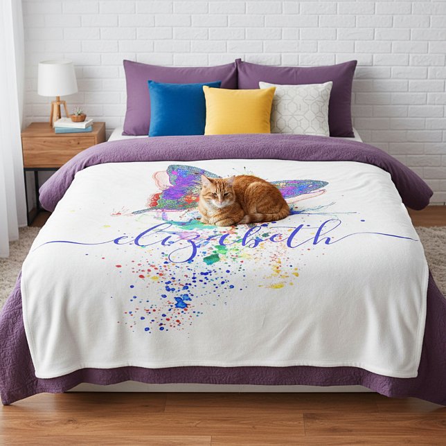 Personalized butterfly splatter    fleece blanket (Creator Uploaded)