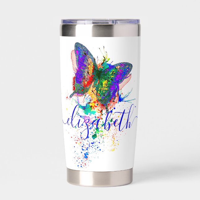 Personalized butterfly splatter    insulated tumbler (Front)