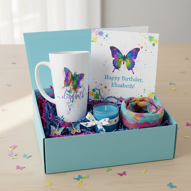 Personalized butterfly splatter   latte mug (Creator Uploaded)