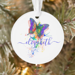Personalized butterfly splatter   ornament