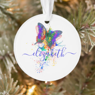 Personalized butterfly splatter ornament