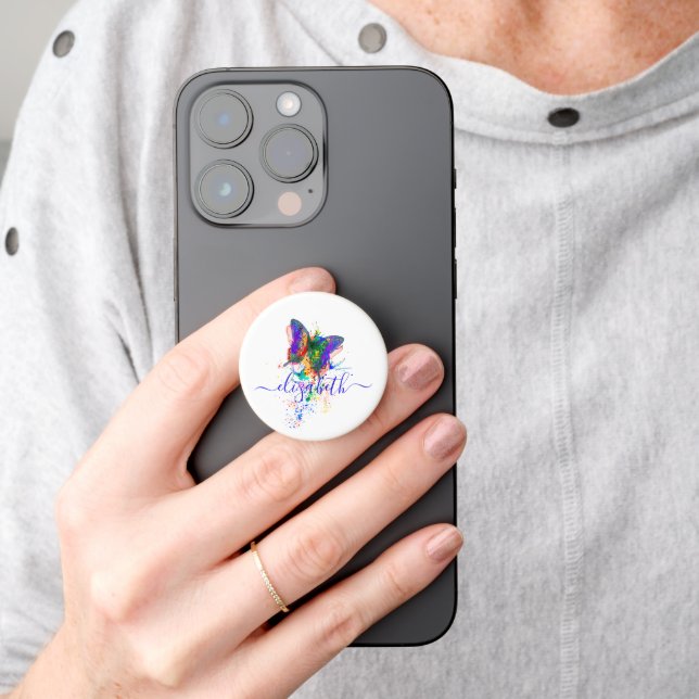 Personalized butterfly splatter   PopSocket (Hand)