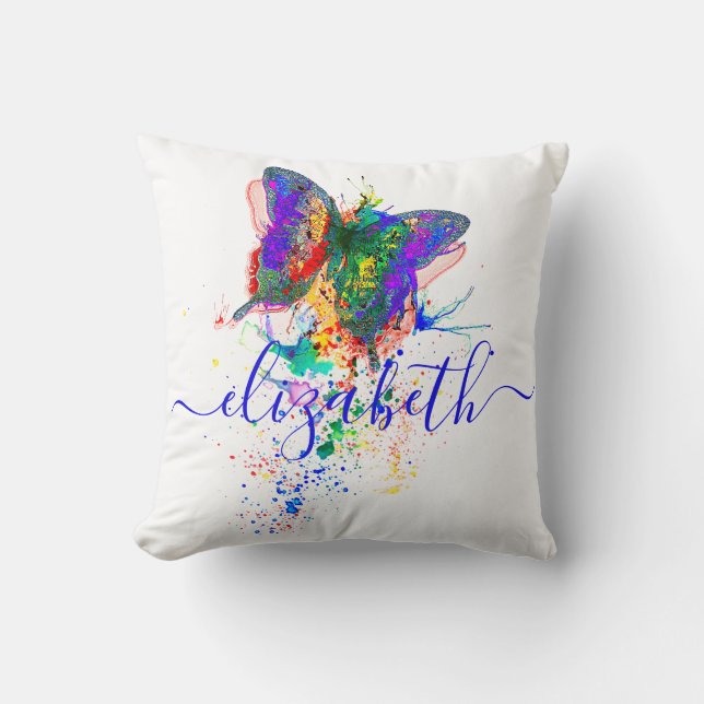Personalized butterfly splatter   throw pillow (Front)