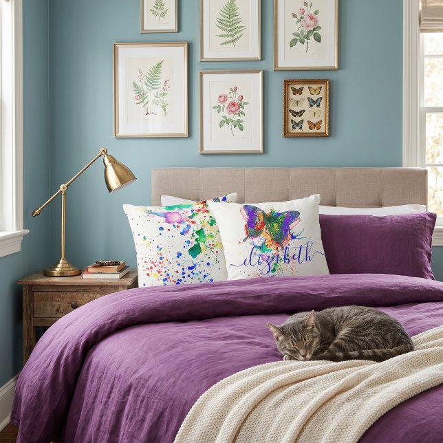 Personalized butterfly splatter   throw pillow (Creator Uploaded)
