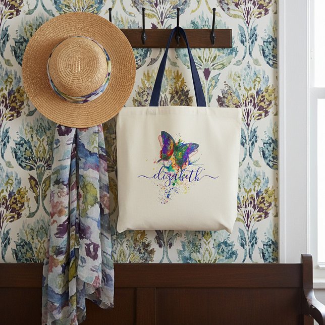 Personalized butterfly splatter   tote bag (Creator Uploaded)
