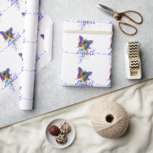 Personalized butterfly splatter wrapping paper